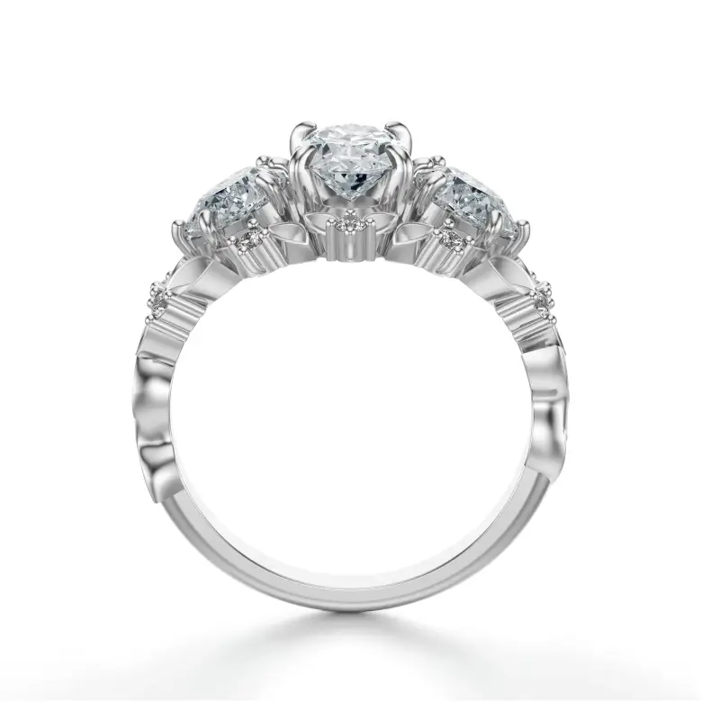 Pierścionek liście białe złoto SBPZ_029